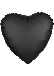 Amscan Edler Satin Herzballon schwarz 43cm