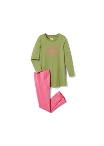 Tchibo - Kinder-Pyjama - Mädchen - Gr. 122/128 - olivgrün/print