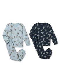 Tchibo - 2 Kinder-Pyjamas - Unisex - Gr. 98/104 - hellblau/print