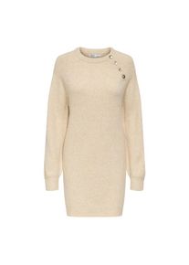Only, Unisex, Only Strickkleid &raquo;ONLFI LIFE LS BUTTON ONEC DRESS ZL KNT&laquo;, pumice stone detail:melange, gold button, XL, N-Gr, Strickkleid in Midil&auml;nge 