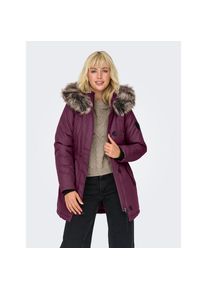 Only, Unisex, Only Parka &raquo;ONLIRIS FUR WINTER PARKA LIFE CC OTW&laquo; mit Kapuze mit verdeckter Knopfleiste, mauve wine detail:braun fur, XS, Praktischer 