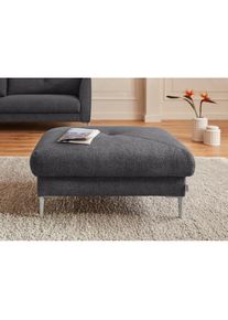 Hocker »Chilltime, elegant und bequem durch Komfortsitzhöhe 46cm, hoher Fuss«, mit eleganter Kreuznaht auf der Sitzfläche , schwarz , Trendmanufaktur