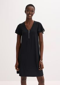 Robe en jersey &agrave; manches en cr&ecirc;pe en noir, Taille 48/50 (XL), bonprix