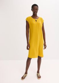 Robe en mati&egrave;re textur&eacute;e en jaune, Taille 38, Couleur/Motif: ocre dor&eacute;, bonprix