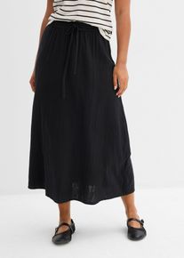 Maxirock aus weichem Musselin in schwarz, Gr&ouml;sse 48, 100% Baumwolle, bonprix