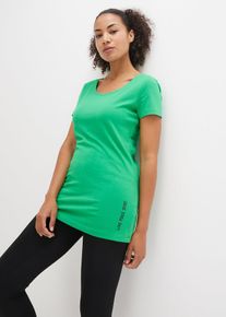 Lot de 2 T-shirts longs avec inscription en vert, Taille 48/50 (XL), 95% coton, Couleur/Motif: vert gazon+noir, bonprix