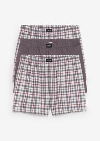 Lockere Jersey Boxer (3er-Pack) kariert in grau, Grösse 9 (3XL), 100% Baumwolle, bonprix