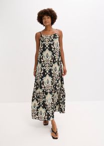 Trägerkleid aus strukturierter Viskose in schwarz, Grösse 54, bonprix