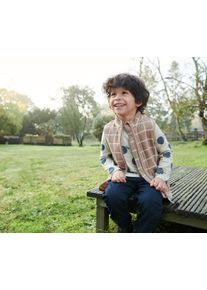 Tchibo - Veste polaire pour enfants à carreaux - Unisex - taille: 122/128 - beige/marron