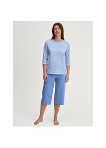 Calida , Capri-Pyjama »Lovely Nights«, (2 tlg.), Rundhalsausschnitt, Baumwolle, atmungsaktiv, 3/4-Länge , blau , Damen-Schlafanzug von Calida