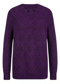Anna Aura - Rundhals-Pullover, lila, Gr. 44, Schurwolle