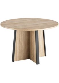 GAMI Konferenztisch &raquo;MAMBO&laquo;, Rund Tisch Durchmesser 120 schwarz Eiche Sonoma / Schwarz + Eiche Sonoma / Schwarz