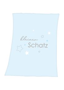 Babydecke »Kleiner Schatz« mit liebevollem Schriftzug, Kuscheldecke , blau , Baby Best , Obermaterial: 100% Polyester