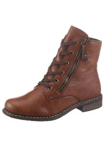 Rieker, Unisex, Stiefelette Schn&uuml;rstiefelette, Schn&uuml;rboots mit Reissverschluss an der Aussenseite, braun, 41, Klassische Stiefelette mit Schn&uuml;rung