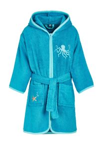 Playshoes Bademantel Jungen Gr&ouml;&szlig;e 98/104 t&uuml;rkis / hellblau / orange