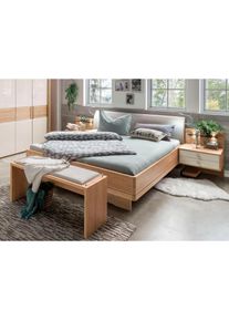 Wiemann Bett »Kiruna, Bettgestell, Bettrahmen, Eiche Nachbildung, Polsterkopfteil«, (4-fache Liegehöhenverstellung, MADE IN GERMANY), Polsterkopfteil aus...