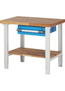 Werkbank, Baukastensystem Serie 7000, 1 Schublade, 1 Ablageboden, BxT 1000 x 700 mm eurokraft pro