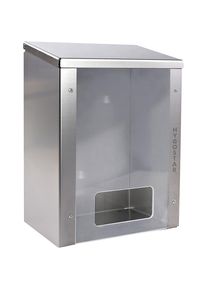 Dispenser in acciaio inox, con frontalino in plexiglas, alt. x largh. x prof. 430 x 300 x 200 mm