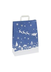 Papiertragetasche Weihnachten, blau/wei&szlig; gemustert, VE 25 Stk, LxBxH 320 x 140 x 420 mm, ab 10 VE ratioform