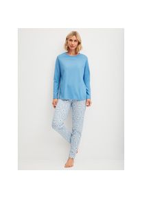 Calida , Schlafanzug »Cotton Special«, (2 tlg.), Langarm, bequem, Baumwolle, Rundhals-Ausschnitt , blau , Damen-Pyjama von Calida