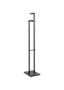 Garderobenständer HAKU, 14 Knöpfe mit jeweils 5 kg Tragkraft, Fussplatte, B 420 x T 300 x H 1750 mm, Stahlrohr pulverbeschichtet/Metall, chrom-schwarz
