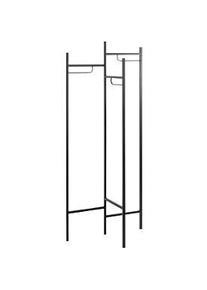 Garderobenständer HAKU, 3 Garderobenbügel mit 5 kg Tragkraft je Seitenteil, B 700 x T 360 x H 1700 mm, Stahlrohr lackiert, schwarz