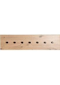Wandgarderobe HAKU, 7 Haken mit jeweils 3 kg Tragkraft, B 800 x T 50 x H 200 mm, Holz/Metall, helles Eiche-Dekor/schwarz