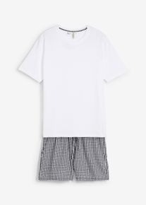 Shorty aus reiner Baumwolle mit kurzen Ärmeln in weiss, Grösse 56/58 (XL), bonprix