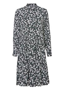 WITT Damen Blumenkleid mit Knopfleiste, schwarz-ecru-gemustert, Gr&ouml;&szlig;e 48, 100% Viskose