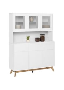 Home Affaire Buffet »Skandi«, 3 Glastüren, 3 Holztüren und 3 Schubkasten, Breite 120 cm, Höhe 165 cm weiß weiß matt