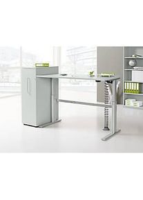 Schreibtisch Standard, elektrisch höhenverstellbar, Rechteck, C-Fuss, B 1600 x T 800 x H 725-1185 mm, lichtgrau/weissaluminium RAL 9006