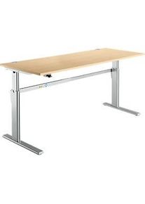 Schreibtisch Standard, elektrisch höhenverstellbar, Rechteck, C-Fuss, B 1800 x T 800 x H 725-1185 mm, Ahorn/weissaluminium RAL 9006