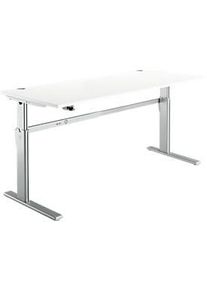 Schreibtisch Standard, elektrisch höhenverstellbar, Rechteck, C-Fuss, B 1800 x T 800 x H 725-1185 mm, weiss/weissaluminium RAL 9006