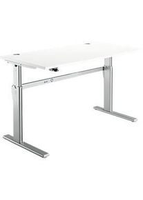 Schreibtisch Standard, elektrisch höhenverstellbar, Rechteck, C-Fuss, B 1600 x T 800 x H 725-1185 mm, weiss/weissaluminium RAL 9006