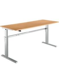 Schreibtisch Standard, elektrisch höhenverstellbar, Rechteck, C-Fuss, B 1800 x T 800 x H 725-1185 mm, Buche/weissaluminium RAL 9006