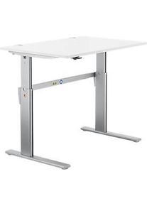Schreibtisch Standard, elektrisch höhenverstellbar, Rechteck, C-Fuss, B 1200 x T 800 x H 725-1185 mm, weiss/weissaluminium RAL 9006