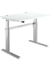 Schreibtisch Standard, elektrisch höhenverstellbar, Rechteck, C-Fuss, B 1200 x T 800 x H 725-1185 mm, lichtgrau/weissaluminium RAL 9006