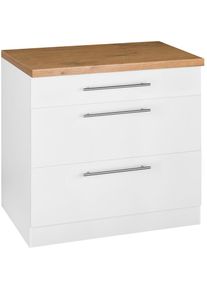 Wiho-Küchen WIHO KÜCHEN Unterschrank »Unna«, 90 cm breit, mit 2 großen Auszügen weiß weiß/kastelleichefarben