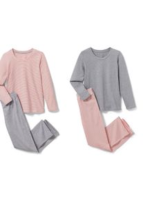 Tchibo - 2 pyjamas enfant - Filles - taille: 122/128 - orange/rouge/à rayures