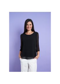 Seidel Moden , Chiffonbluse, mit 3/4-Armen und in Doppel-Layer-Optik , schwarz , Bluse von Seidel Moden