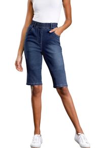 Damen Jeansbermudas mit hohem Rundum-Dehnbund blue-stone-washed