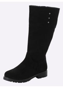 sheego Witt Damen Weitschaftstiefel mit Ziernieten und Blockabsatz, schwarz, Größe 40, 100% Polyester