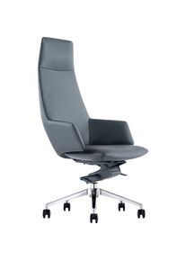 Salesfever Chefsessel, Echtleder, Bezug aus italienischem Echtleder schwarz Schwarz/Silber