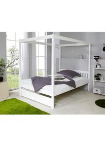 Ticaa Himmelbett »Lino«, in diversen Breiten, Kiefer weiß Kiefer massiv weiß gewachst