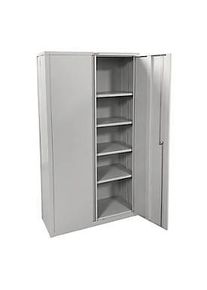 Stahlschrank Phoenix SCF1891GGK, faltbar, 4 Fachböden, Schlüsselschloss, B 915 x T 370 x H 1830 mm, Stahl, lichtgrau RAL 7035