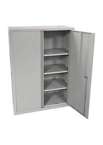 Stahlschrank Phoenix SCF1491GGK, faltbar, 3 Fachböden, Schlüsselschloss, B 915 x T 370 x H 1400 mm, Stahl, lichtgrau RAL 7035