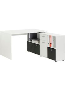 Eckschreibtisch »Lexo«, Schreibtisch/Sideboard viel Stauraum, beidseitig montierb., 136/205 cm , weiss , FMD