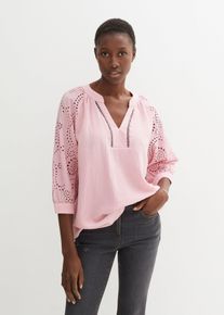 Tunika aus luftigem Musselin in rosa, Grösse 54, 100% Baumwolle, bonprix