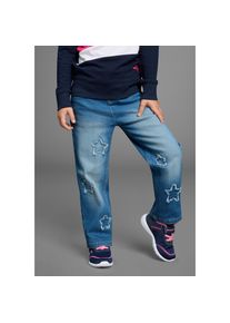 Kangaroos, Unisex, Kangaroos Stretch-Jeans &raquo;Stretchjeans mit Applikation&laquo; Jeans mit s&uuml;ssen Sternen-Aufn&auml;hern, blau stone washed, 98, N-Gr, Kangaroos -
