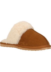 WHISTLER, Unisex, WHISTLER Hausschuh &raquo;Carini W Leather Warm Slipper&laquo; Pantoffel,Clog,Mule,Flats mit Fellkragen, otter, 37, Bequemer Hausschuh von 